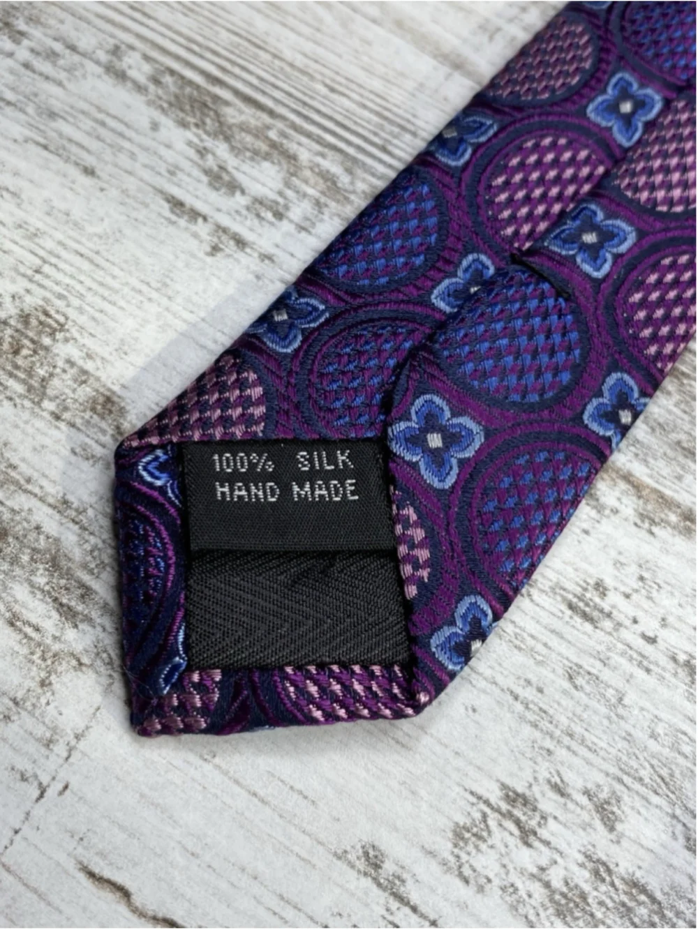 Bruno Piatelli Silk Tie Purple Blue Pink Geometric 100% Silk 59” x 3.5”